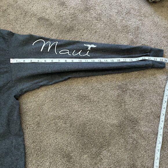 VTG Maui Hawaii Long Sleeve Shirt Hang Loose Surf Gray USA - Size Large - Picture 8 of 8